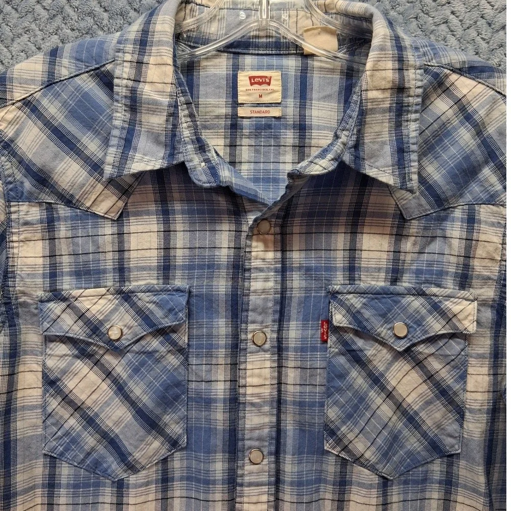 Levis Mens Cowboy Plaid Pearl Snap Western Shirt Standard Fit Medium CW-3323